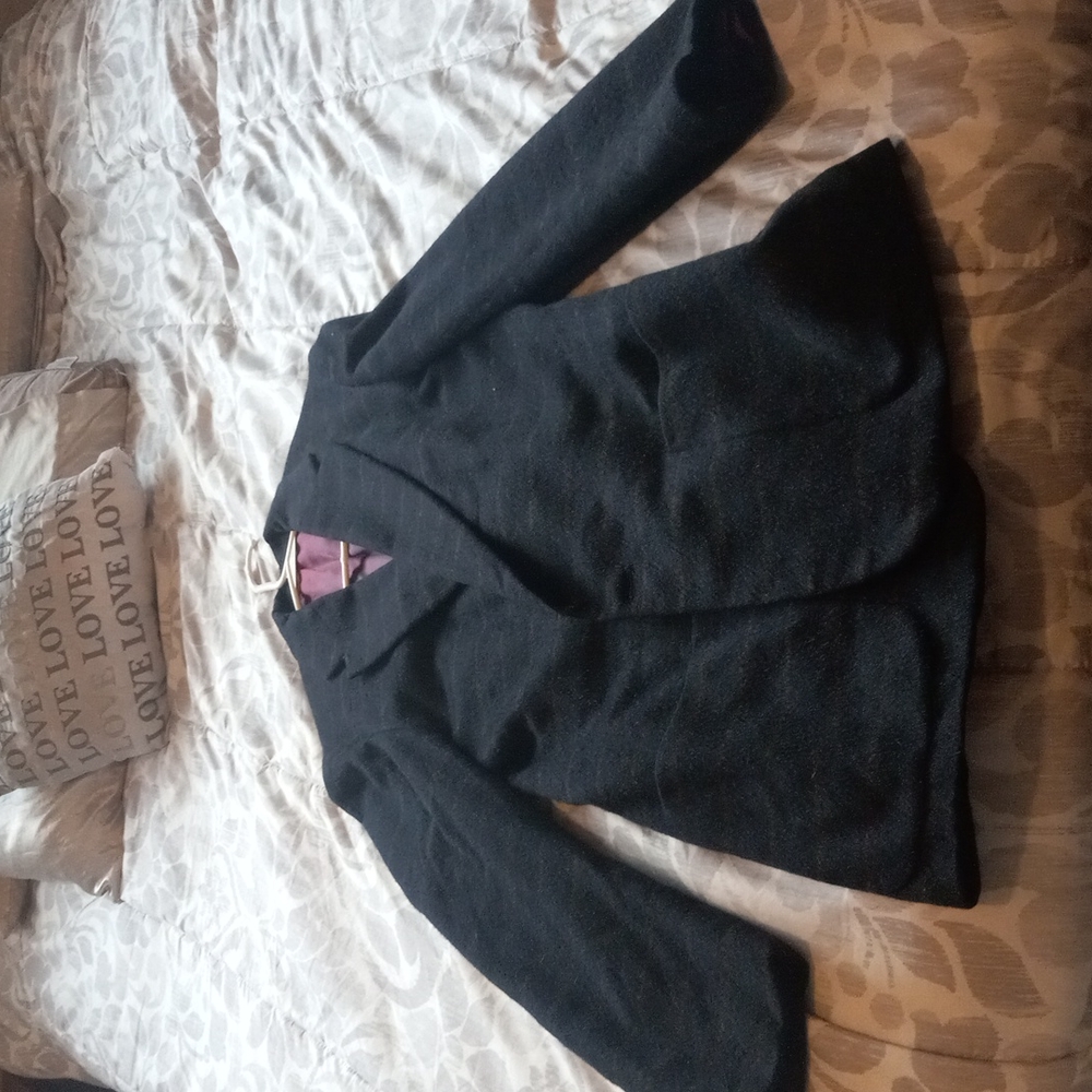 Perry Ellis Wool Blazer - Black w/ Brown Stipes - Wool and Llama